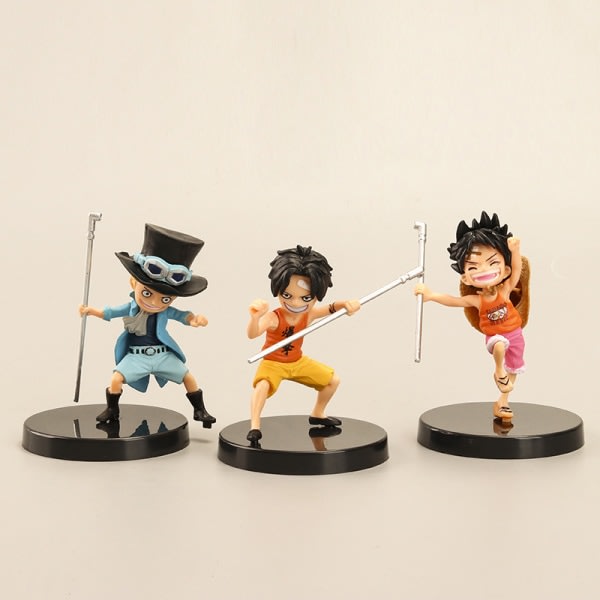 IC 3 st/ sæt Anime One Piece Luffy Ace Sabo Action Figur Model T