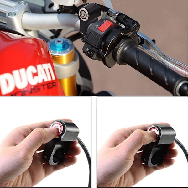 Stykke 12v Motorsykkel ATV 22mm (7/8\") Styreknapp Bryter Hazard Lys Brems Tåkelys På Av Bryter (Rød)