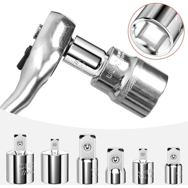 6 stk. adaptersett for pipe med skralle - 1/4 \"