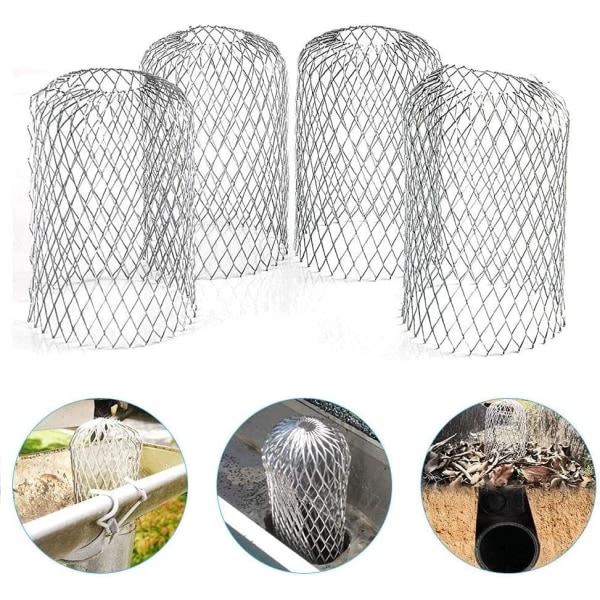 4 stk. aluminiums regnvandsafløb, 3\" diameter til at holde afløbet rent