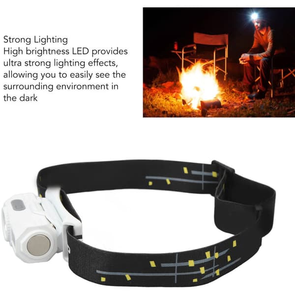 Supersterk LED-hodelykt med bevegelsessensor og magnetisk absorpsjon, LED-hodelykt med hattklemme, DUBUNS