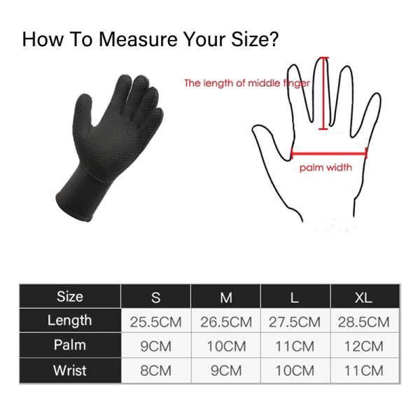 IC Neopren våtdrakt-hansker Elastiske varme dykkehansker for voksne Snorkling S