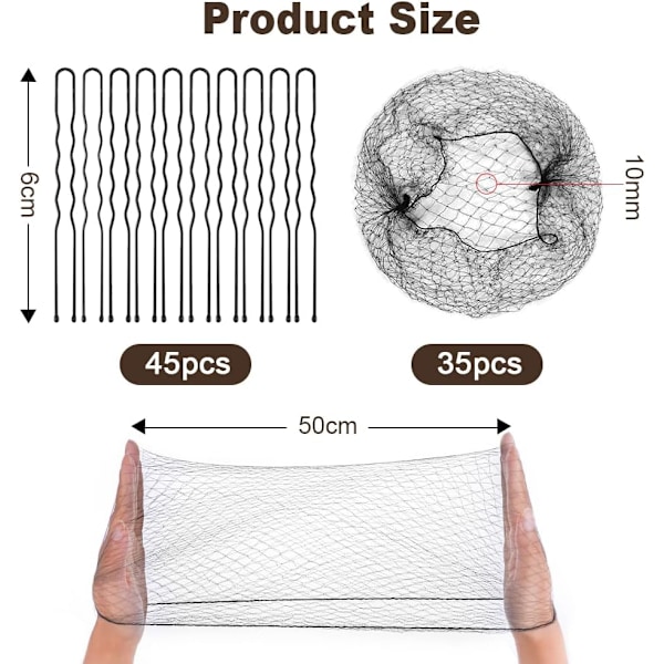 -Hiusverkot, 80 kpl Näkymätöntä Elastista Hiusverkkoa Hiustenklipsin kanssa, Nutturahiusverkot, Nylonhiusverkot Naisille, Tytöille, Hiustutuille, Balettitanssijoille (Musta) Black