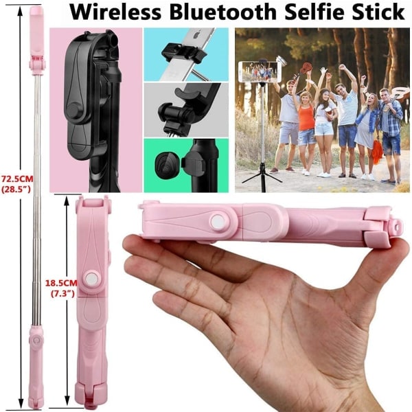 IC Bluetooth Selfie Stick-stativ med trådlös fjärrkontroll, kompatibel