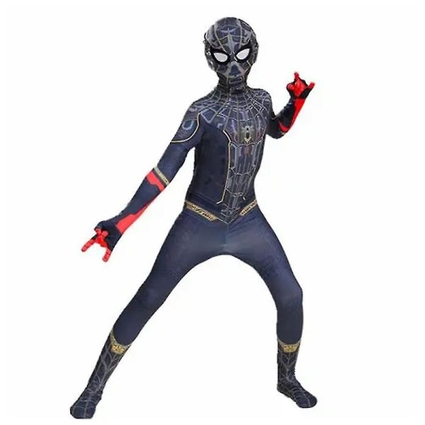 IC No Way Home Svart Spiderman Cosplay Kostym Finklänning Jumpsuit Karnevalsfest för Barn Pojke 3-12 år CNMR 6-7 År