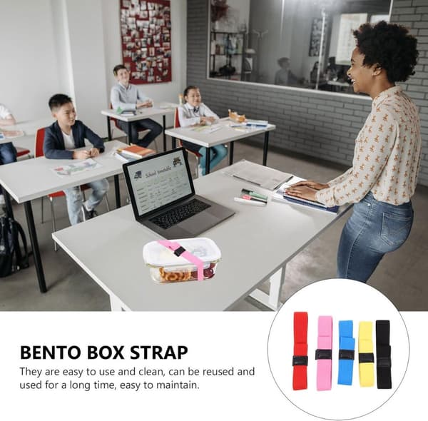 5 Bento Box Elastikker - 12*2 cm, Udendørs Madkassestropper - til Skole, Kontor - 5 Farver