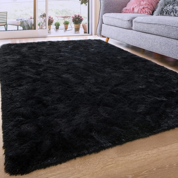 IC Fluffig matta for soverom, 4x6 matta Mjuk innenhus liten matta med shagområde, maskintvättbar matta for stue, halvfri grå mattor