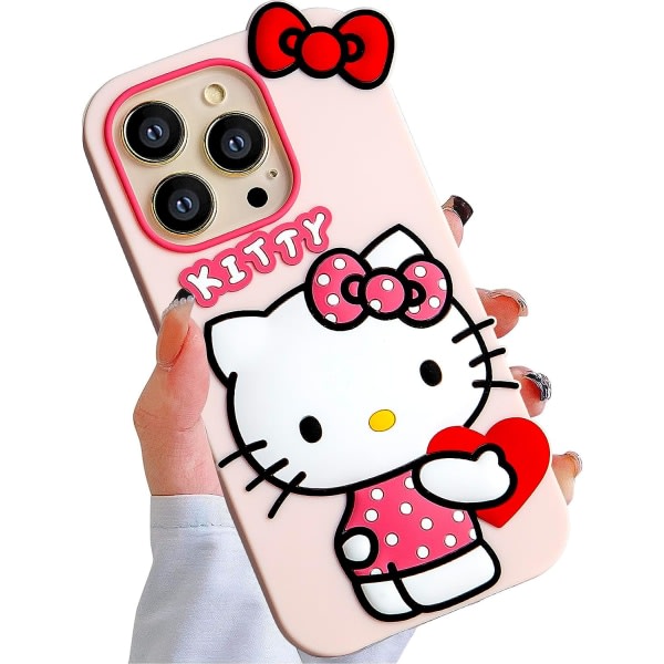 IC Kompatibel med iPhone 14 Pro Cover Case, Cartoon Cute Funny Kawaii Cat Kitty telefon cover 3D Character Mjukt Cover til barn, flickor og kvinder