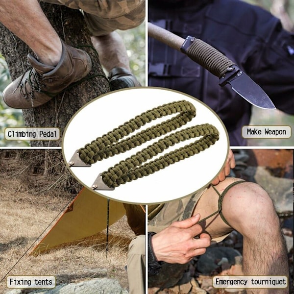 Bærbar Kjedesag Håndsag med Fallskjermledning Håndtak Multifunksjonelt Nylon Verktøysett, Kabelsag for Overlevelsesutstyr, Camping, Jakt. (65cm)