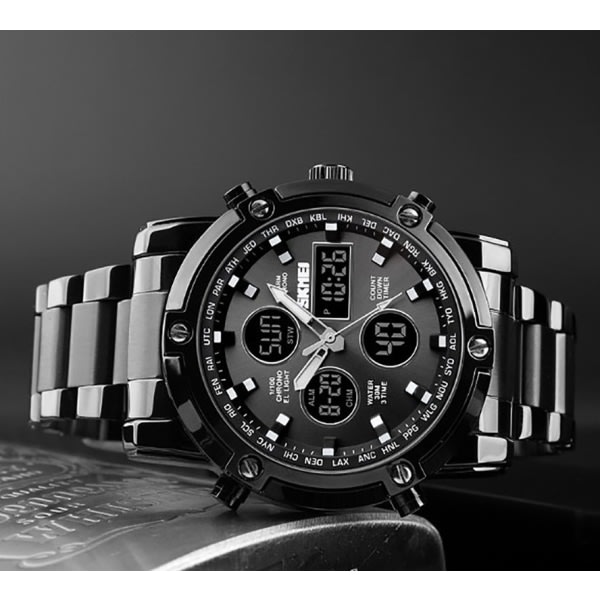 IC Herrklocka Chronograph Quartz Watch Herrkalender Vattentät Armbandsur