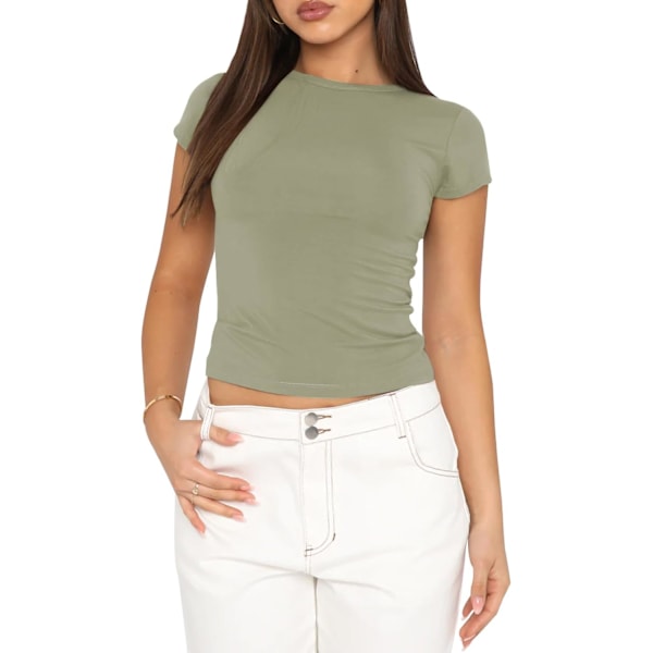 Basic slim fit t-shirt women, skims Y2K top dupe, crop tops women, magfri top women, basic crop tops casual athletic top teen streetwear, Y2K shirt