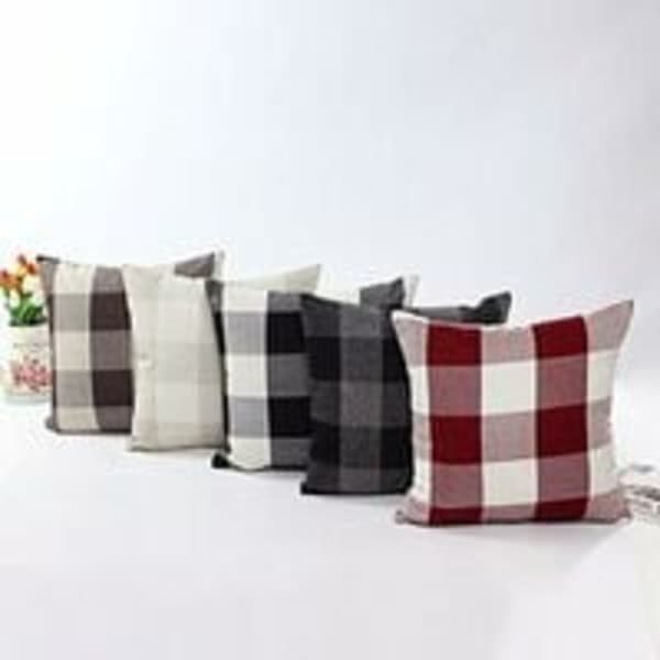 IC Geometriskt sofföverdrag, hem, vardagsrum, sovrum, heminredning, 45x45cm, 2-pack (svart vit 3-delad)