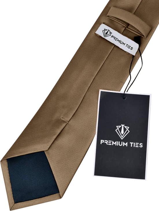 Slips- och näsduksset för herrar, klassisk brun slips i polyester med presentask för bröllop, affärer och formella tillfällen