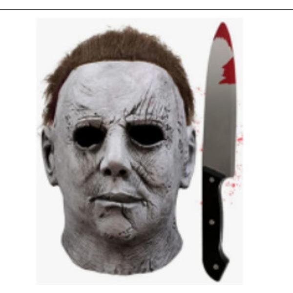 Halloween 2023 ny månsken panik dödar Mike Meyer Myers skräck latex mask huvudöverdrag White
