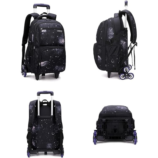 IC Rullande Ryggsäckar för Pojkar Barnbagage Hjulryggsäck för Skolpojkar Trolleyväskor Space-Galaxy Roller Bookbag