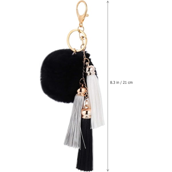 1. nyckelring med fluffig pompon, fuskpälsnyckelring, Bag Charm, Wo IC