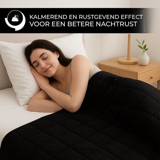 Vægtdyne 9 kg, 150x200 cm Åndbar Polyester Tung Dyne til Dyb Søvn og Afslapning, Sort, til Enkeltseng eller Sofa