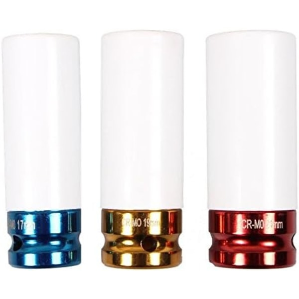 IC-sokkelisetti alumiinivanteille, 3 kpl, 17 mm/19 mm/21 mm, 1/2\" ja 85 mm sokkelipituudelle