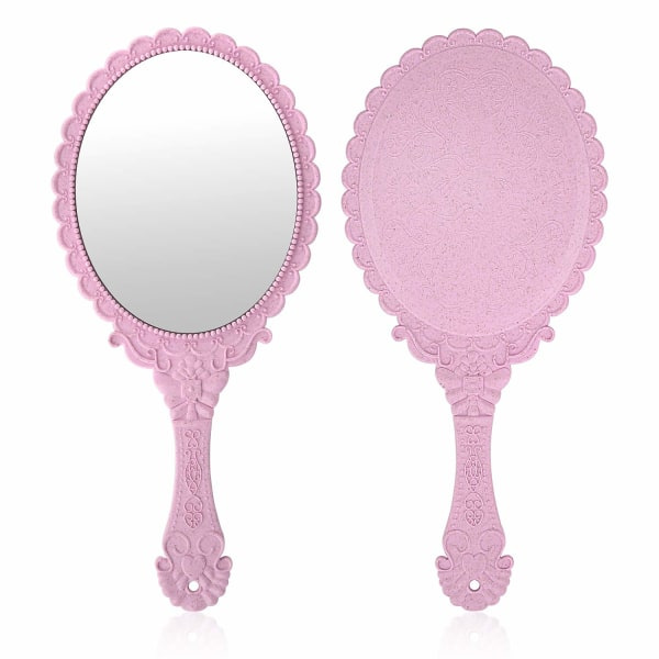 IG Håndspejl, dobbeltsidet 1X/20X forstørrende sammenklappelig makeup Pink