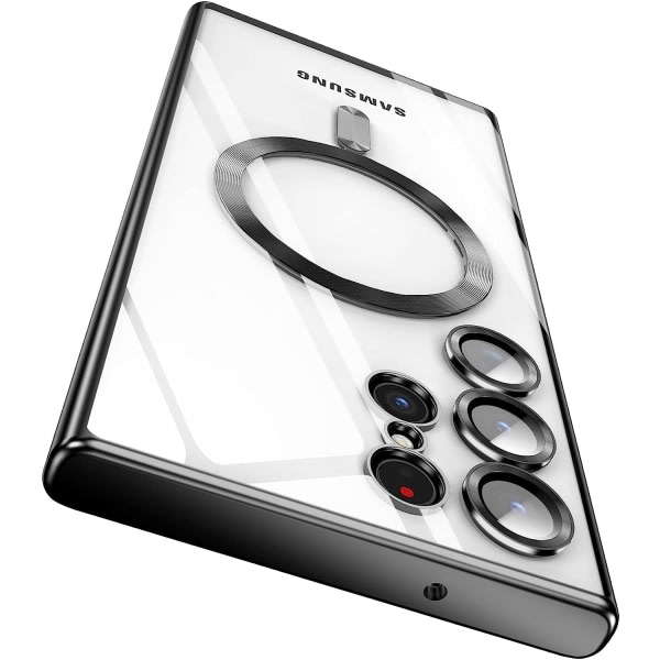 IC för Samsung Galaxy S23 Ultra MagSafe case med kameralinsskydd, magnetiskt genomskinligt case för S23 Ultra, Fullständigt skydd