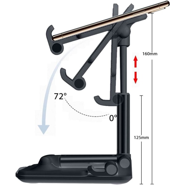 IC Mobiltelefonstativ Vinkelhöjd Justerbar, Helt hopfällbar Bärbar