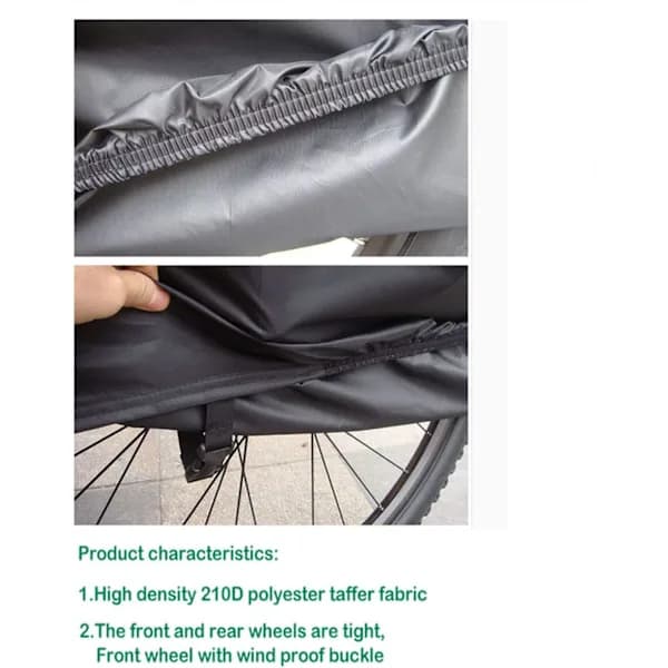 Cykelöverdrag med PU-foder, UV-skydd, elastiskt spänne för utomhus- och inomhusförvaring, silver-svart