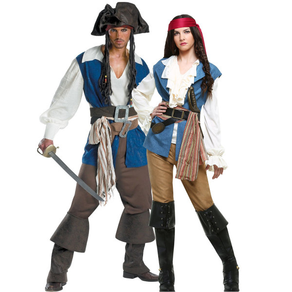 Rogue Pirate Costume för män, Halloween Cosplay Party Pirate Outfit Women M