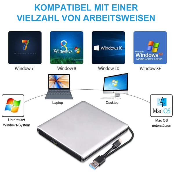 IC USB2.0 Universal ekstern CD-RW-brenner, DVD/CD-leser