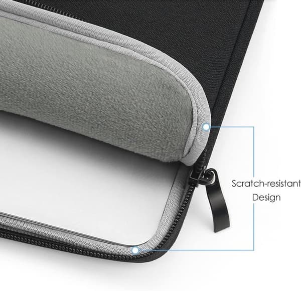 13-tums laptopfodral, vattentätt polyesterfodral med mjukt mockafoder och framficka för MacBook Air, resor, kontor, svart