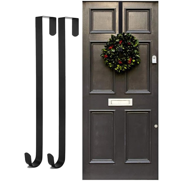 Juldörr krans krokar dörr krokar, 2st ytterdörr metalli krans hållare krans krokar (15 tum lång, 2,2 cm kasvatettu)