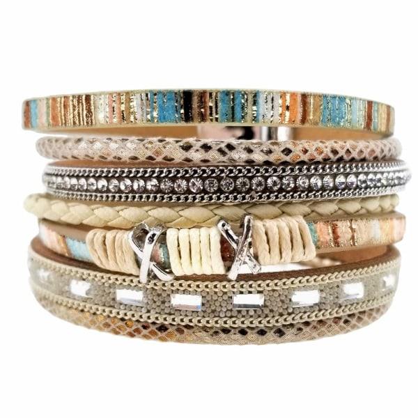 IC Läder Multilayer Armbånd Dame Armbånd Dame Magnetisk