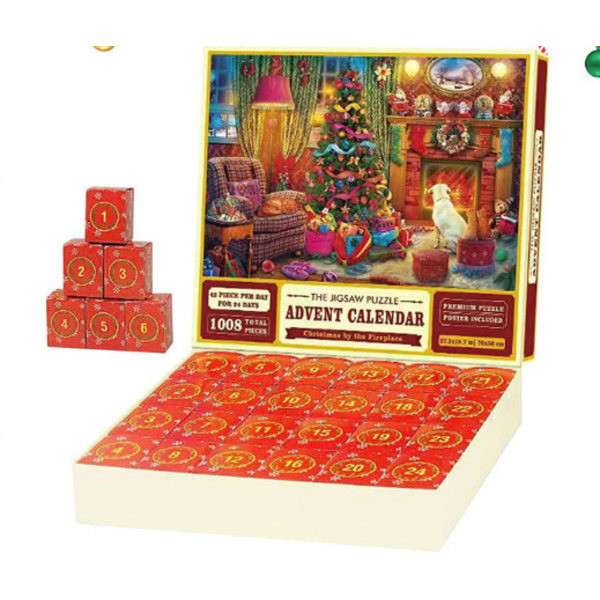 Julpussel, 1008 bitar Julkalender, pussel, 24 dagar Julhelgspussel A E