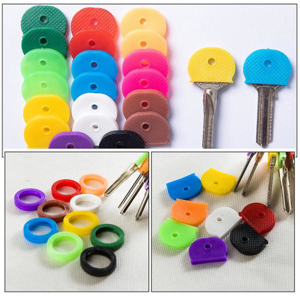 Färgnyckelhölje - Tuff Nyckelring - Elastisk Identifieringsring - Silikonnyckellock - Case Cap (48st) IC