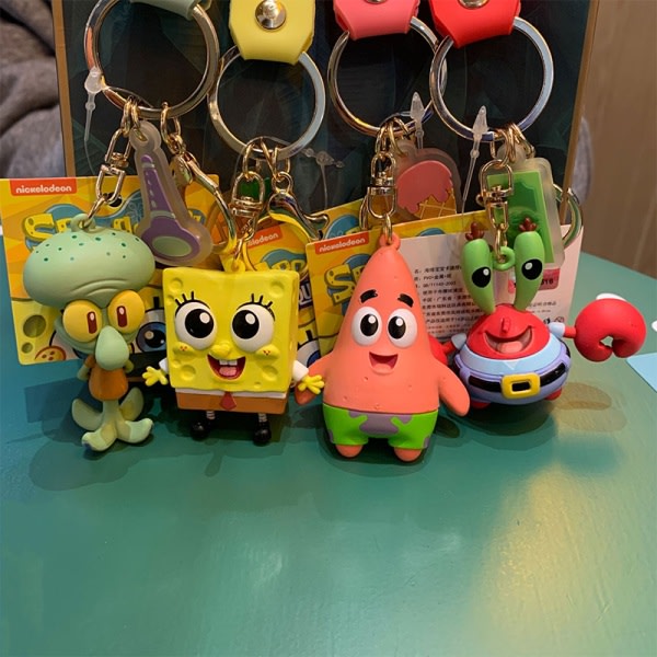 IC e Cartoon SpongeBob SquarePants Hängsmycke Kawaii Nyckelring Hållare E