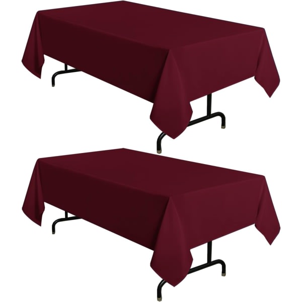 IC 2-pack vinröd duk 54 x 78 tum, rektangel 4 fot bordsduk - fläckbeständig skrynkbeständig tvättbar polyester för matbord