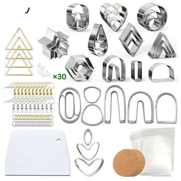 DIY leire øredobber smykker øredobber laging farget leire tilbehør med oppbevaringspose og bakside i papp F 132-piece set