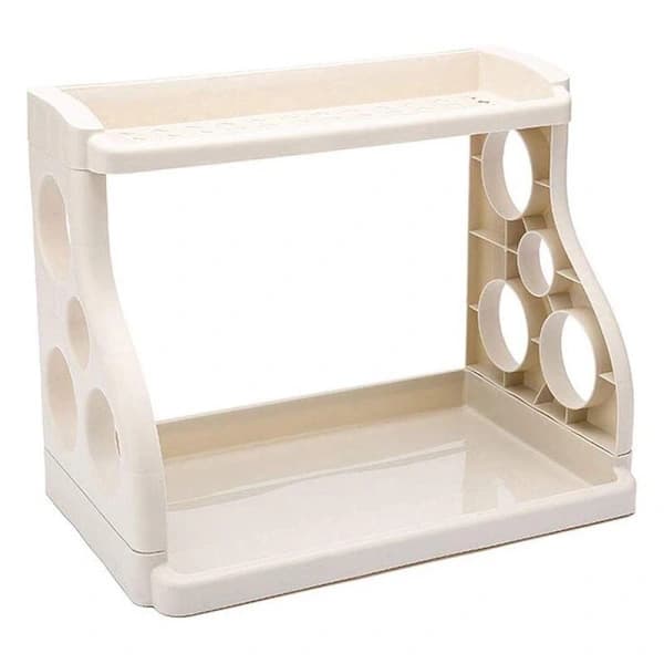 Multifunctional Kitchen Shelf Corner Shelf Dish Rack 2-Layer Perforated Plastic Spice Rack