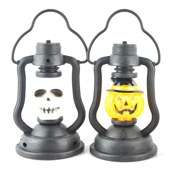 IC 2 stk LED lysende Halloween græskar og kranie lanterne lys Medium: Græskar + Kranie