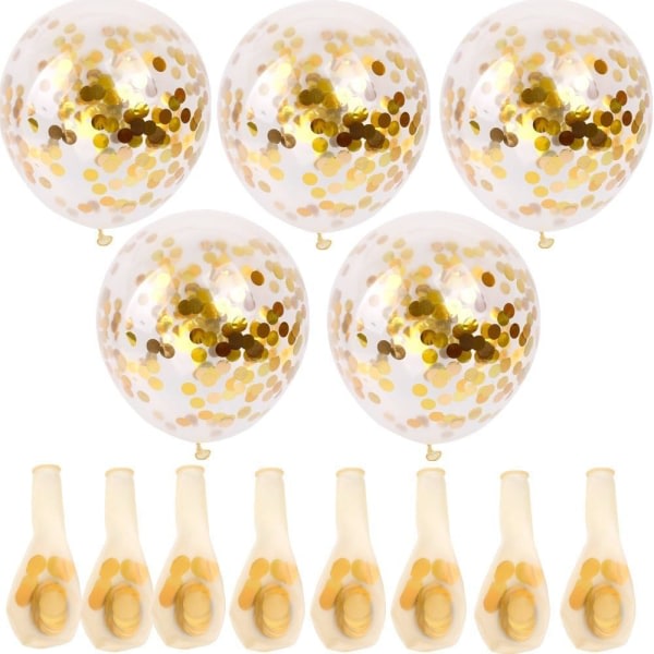 IC Guldkonfettiballonger 20 bitar, 12 tums festballonger med konfettiprickar av gyllene papper for festdekorationer (guld)