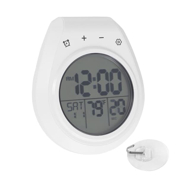 Vattentät Digital Duschklocka, Badrumstimer, Digital Köksväggklocka, LCD-Display, 12/24 Timmars Format