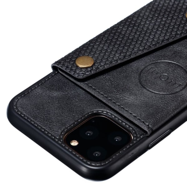 IC iPhone 12 Pro Max - Nahkainen Kotelo Korttitaskuilla Ja Magneetilla - Musta Musta Musta