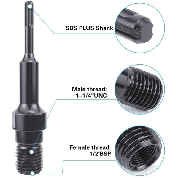 SDS Plus Adapter, 1 1/4\" UNC til SDS Plus Adapter, Kjerneboradapter