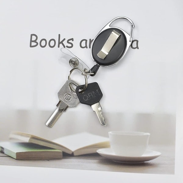 2 stk Badge Holder Clip Inntrekkbar rulle med nøkkelring for ID-kort belte (d-4-d) IC