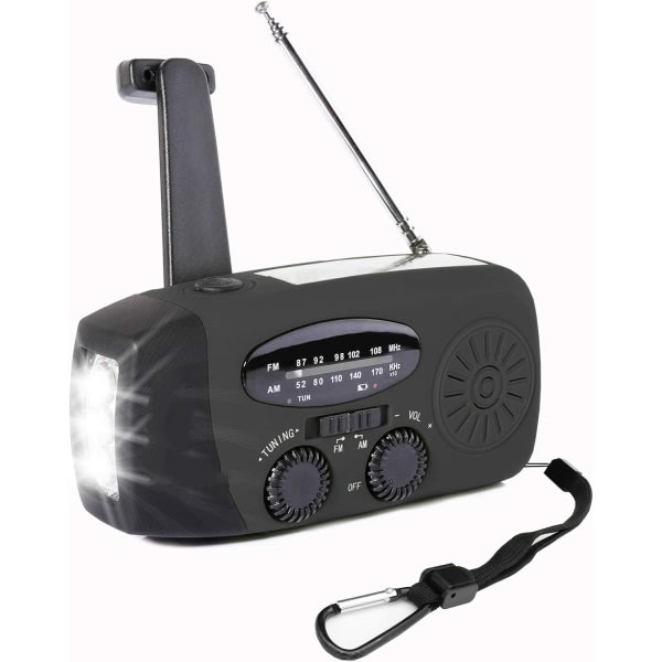 Bärbar-radio, Wind Up Solar Radio Handvevsdriven radio AM/FM-virittimellä, USB -puhelin, ljus LED-ficklampa hemmet