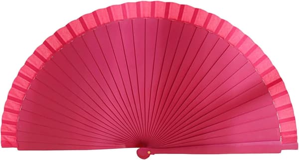 Sammenleggbar håndvifte i tre, ensfarget spansk stilvifte for bryllup, dansefester og klassiske forestillinger, hvit Rose Red