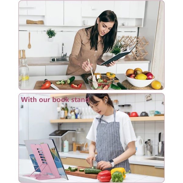 Foldbar og justerbar metal bogreol bogkasse iPad, tablet, opskrift, skrivebord