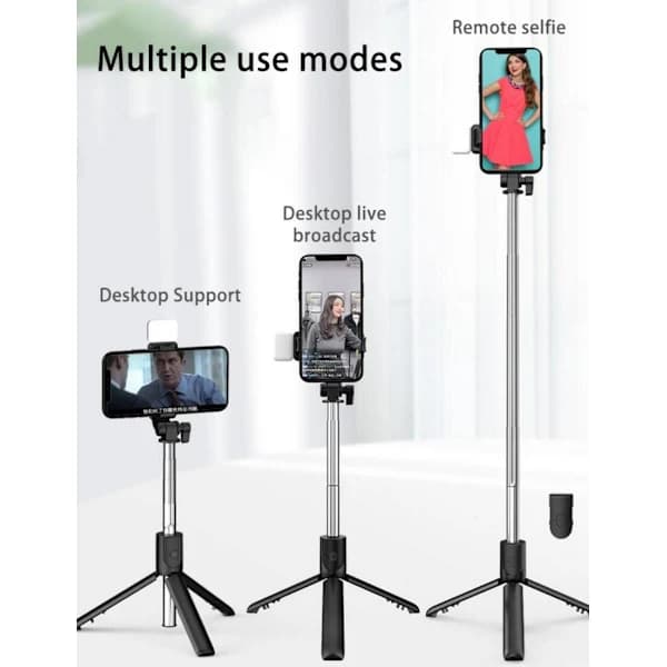 Bluetooth selfie stick stativ trådlös rotation 360 fjärrkontroll är lämplig för mobiltelefoner.