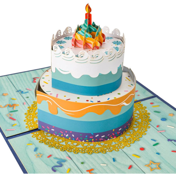 IC 2st Pop Up 3D-fødelsedagshælsningar, dobbelt lager tårta födelsedagskort, til gratulationskort for familie, venner og specielle elskere, barn, Lo