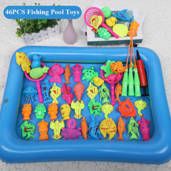 IC 13/46 stycken Kids Random Magnetic Fishing Damm Leksaker Game Water colorful A