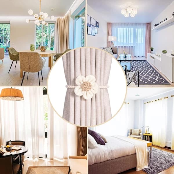 Magnetic Curtain Tiebacks 2 Pcs, Camellia Curtain Clips Compatible with Curtains Boho D